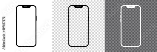 Smartphone templates set. Phone mockup with empty and white screen. Vector EPS 10
