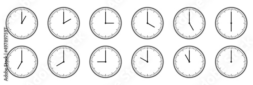Set of clock icons for every hour. Isolated. Vector EPS 10 photo