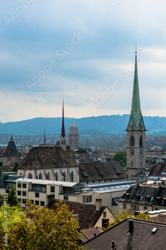 Zurich center. Image of ancient European city, view from the top © irimeiff