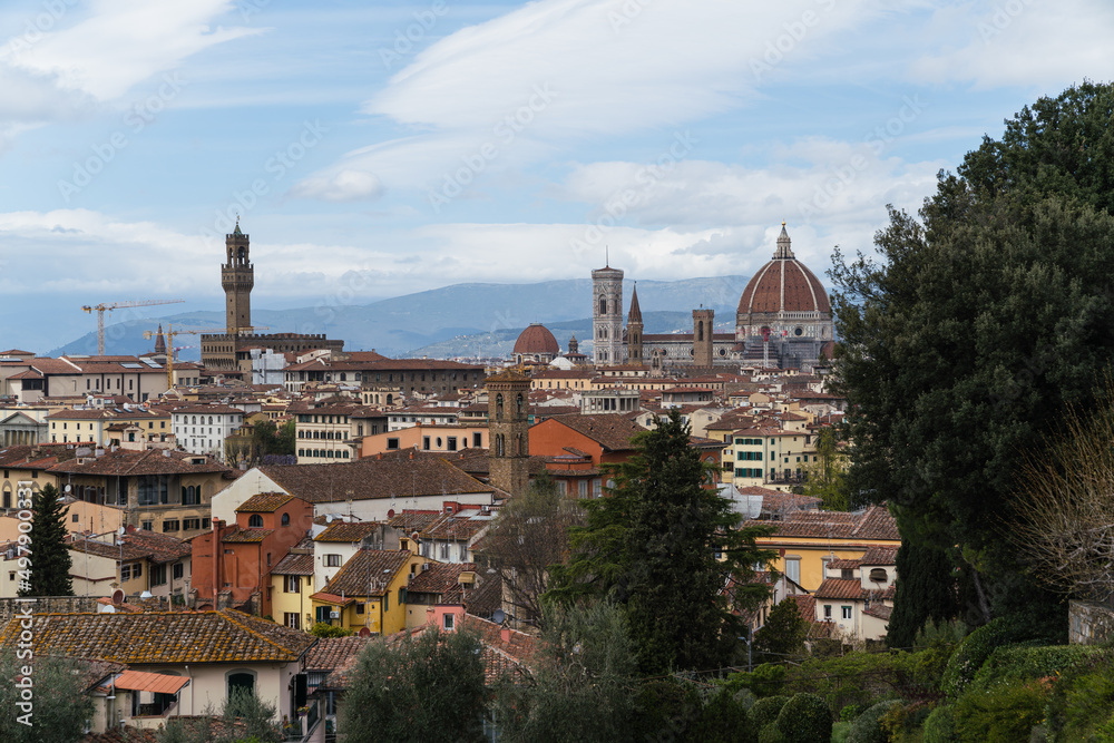 view of Florence Italy and cathedral 