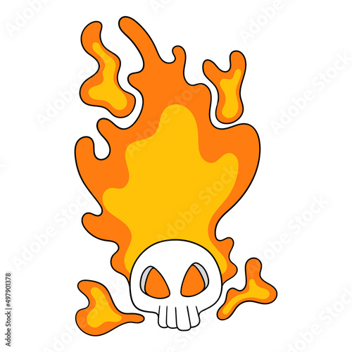 fiery evil skull is angry spirit, doodle icon image kawaii