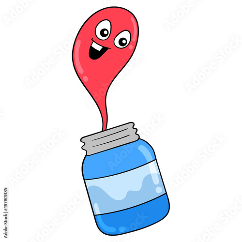 delicious red jam out of the jar, doodle icon image kawaii