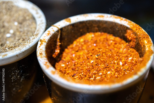 A bowl of paprika for the barbecue