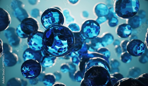 3D render of blue floating nano particles