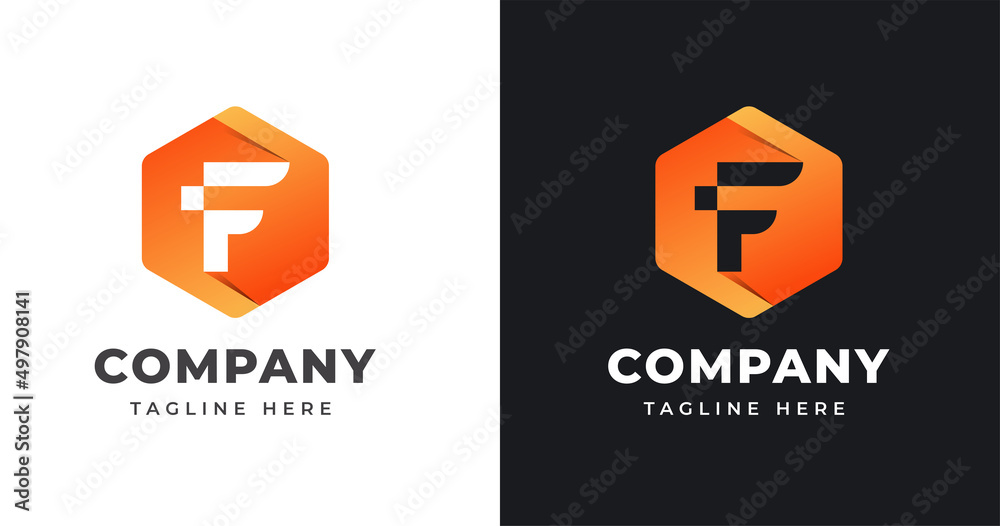 Letter F logo design template with geometric shape style