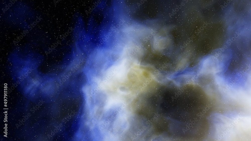 Fototapeta premium nebula gas cloud in deep outer space, colorful space background with stars, 3d render