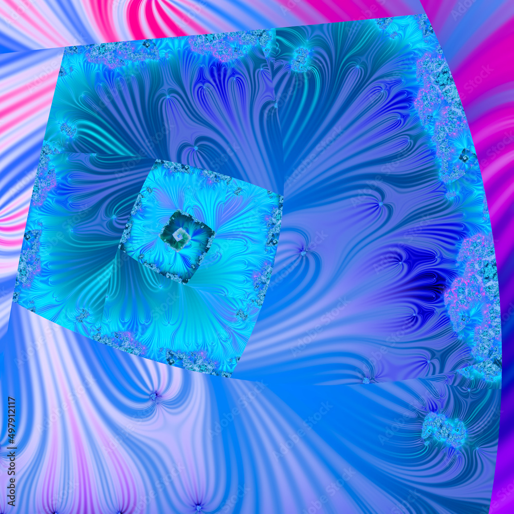 Purple and blue spiral, abstract volumetric background , technologic futuristic cover, vortex, 3D illustration, 3D rendering
