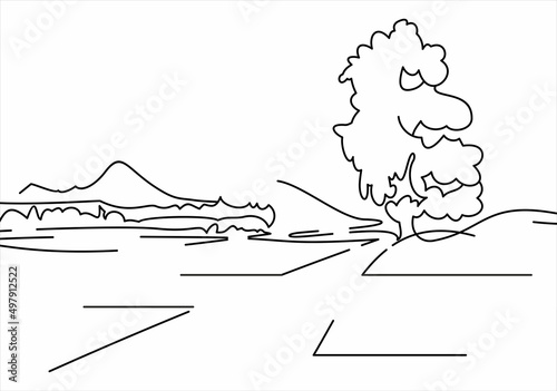  line drawing of nature tree vector illustration
