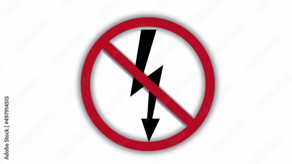 Vector video (animation) of a prohibition sign on which lightning suddenly appears. Indicates a power outage and a requirement to conserve electricity. Vector video (animation) of a prohibition sign on which lightning suddenly appears. Indicates a power outage and a requirement to conserve electricity.