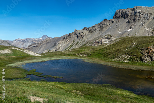 Lacs du Cogour en   t     Massif du Queyras   Hautes-Alpes   France