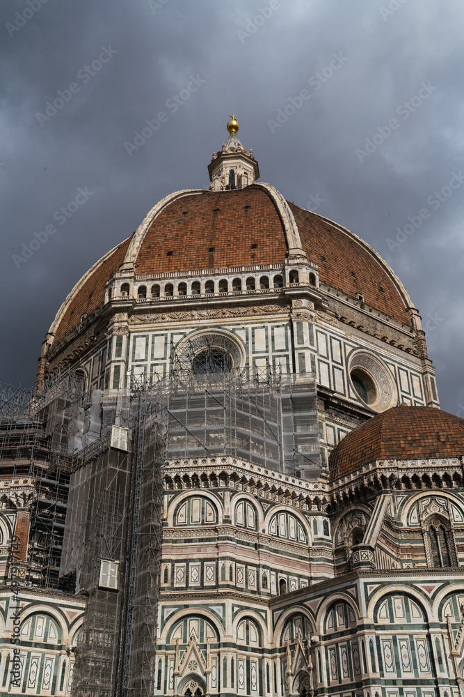 close up detail of the Florence cathedral in Italy 