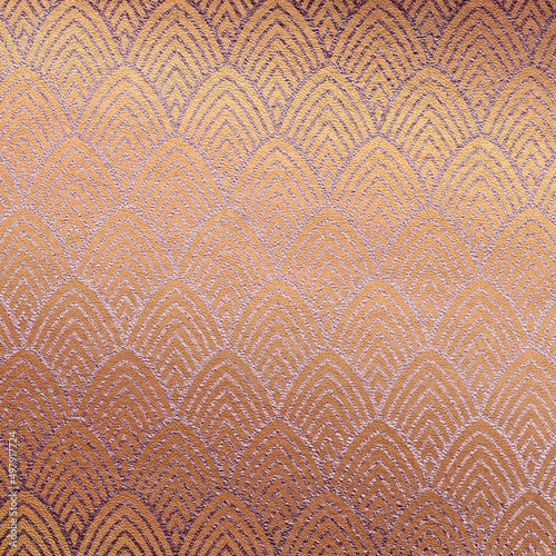 Gold Art Deco abstract background. Leather texture with pink geometric pattern