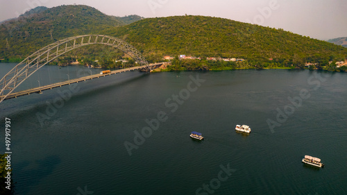 Adomi bridge over lake volta, akosombo, ghana.