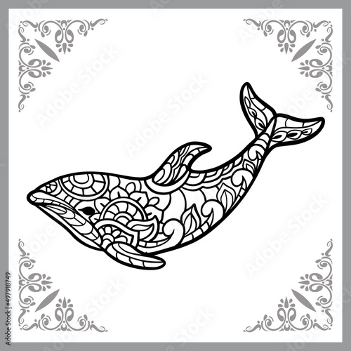 dolphin head zentangle arts, isolated on white background