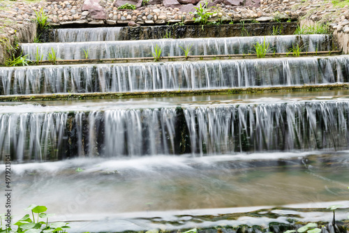 Water flowing down the waterfall