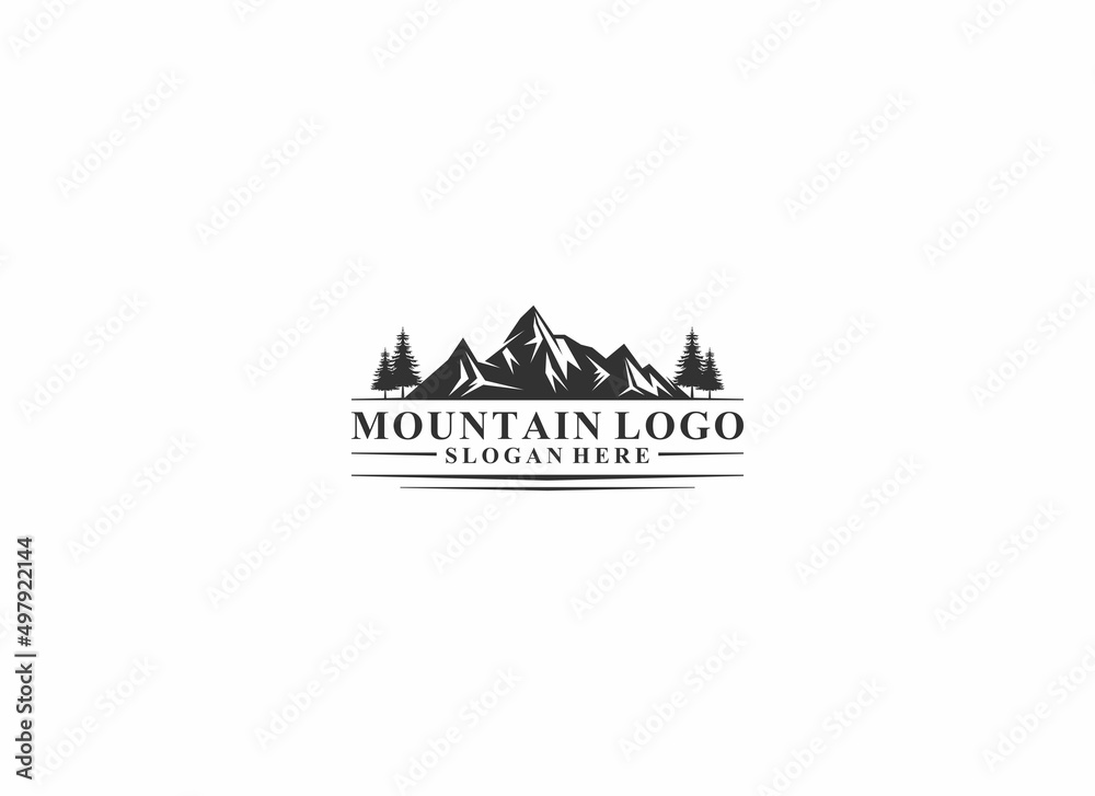 Obraz premium mountain logo template in white background