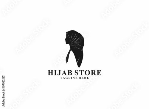hijab store logo template, vector, icon in white background