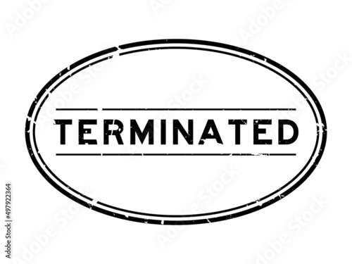 Grunge black terminated word oval rubber seal stamp on white background