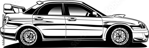Black and white car vector illustration for conceptual design