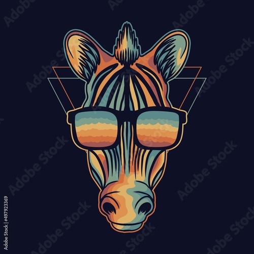 Zebra colorful wearing a eyeglasses vector illustration