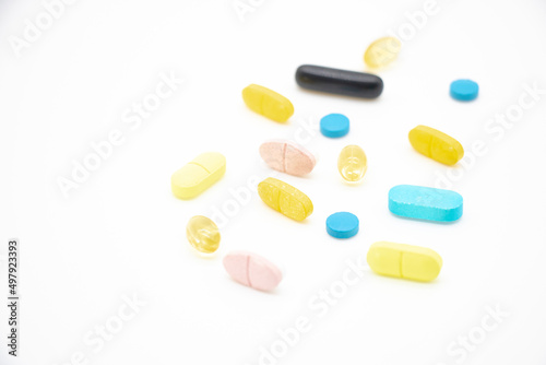 pills design isolate on white background, Different types of pills