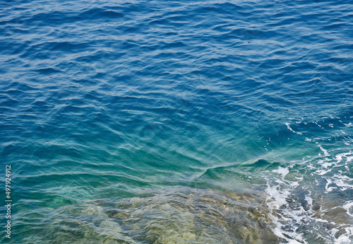 Crystal clear sea water on the Ligurian coast in Italy