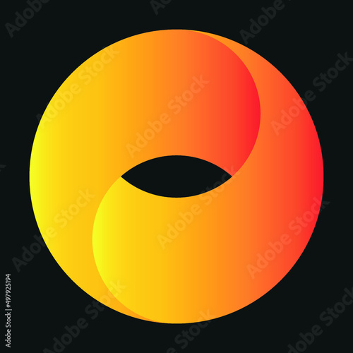 abstract yin yang symbol with sun