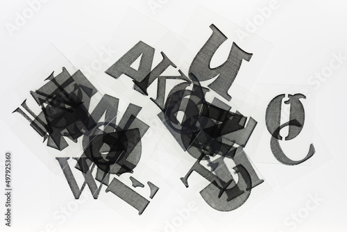 transparency with laser printed letters on a white background