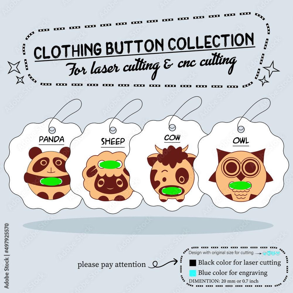 clothing button collection for laser cutting
