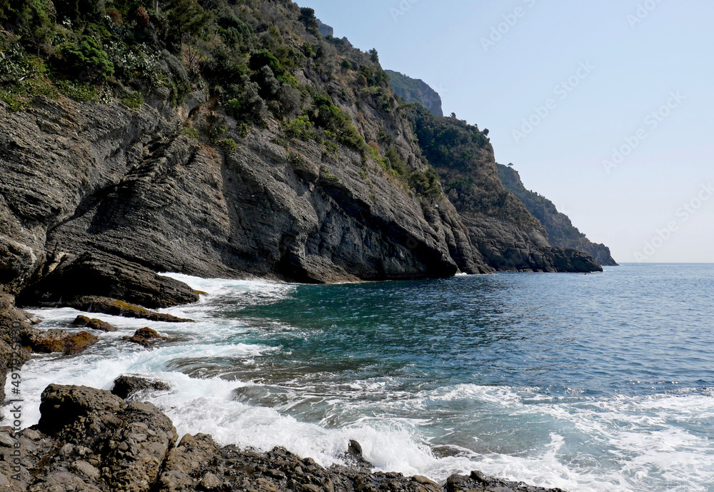 The sea in the protected area of ​​the Portofino promontory, in the Punta Chiappa area