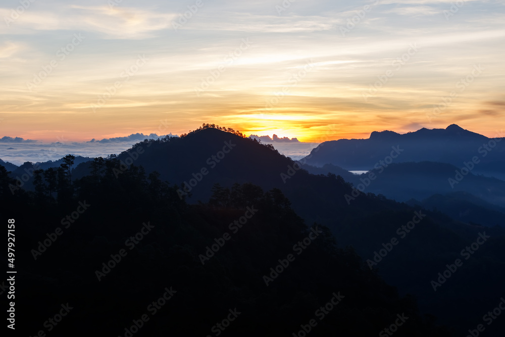 Beautiful landscape in the morning at Doi Luang Chiang Dao, Chiang Mai, Thailand