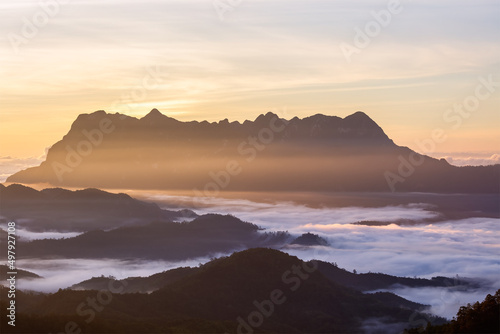 Beautiful landscape in the morning at Doi Luang Chiang Dao, Chiang Mai, Thailand © rbk365