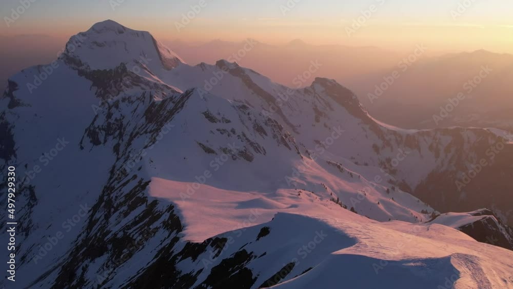 Drone Sunset Aravis Winter 3