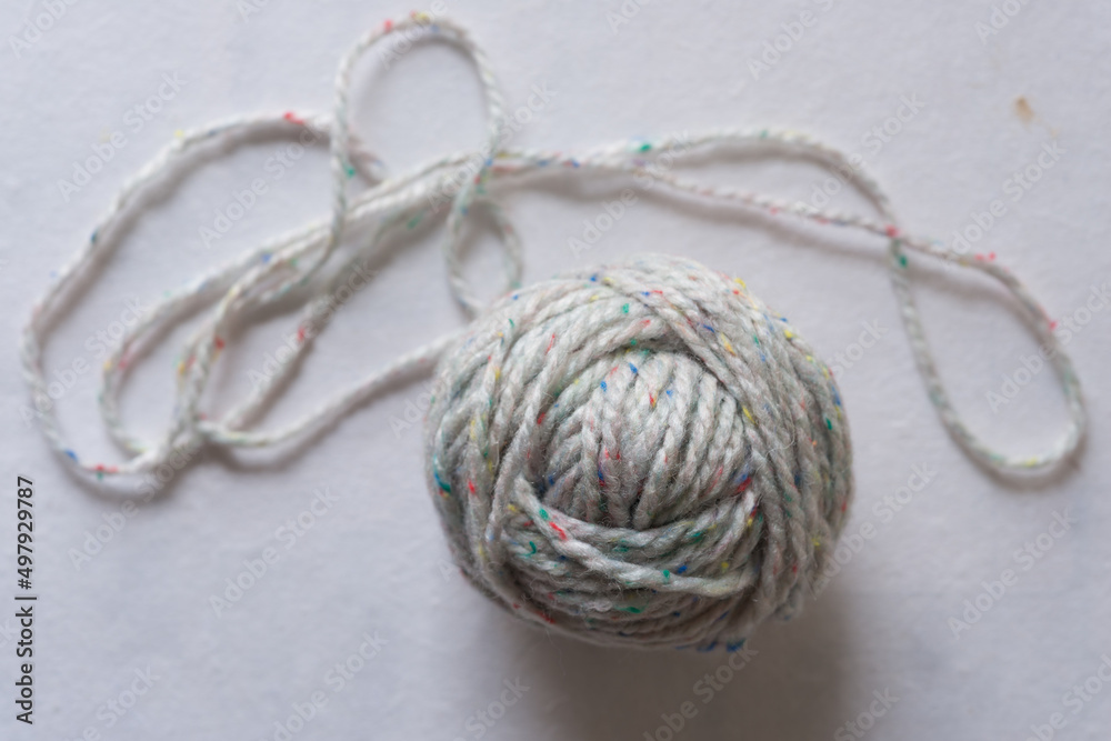 ball of yarn on a paper background
