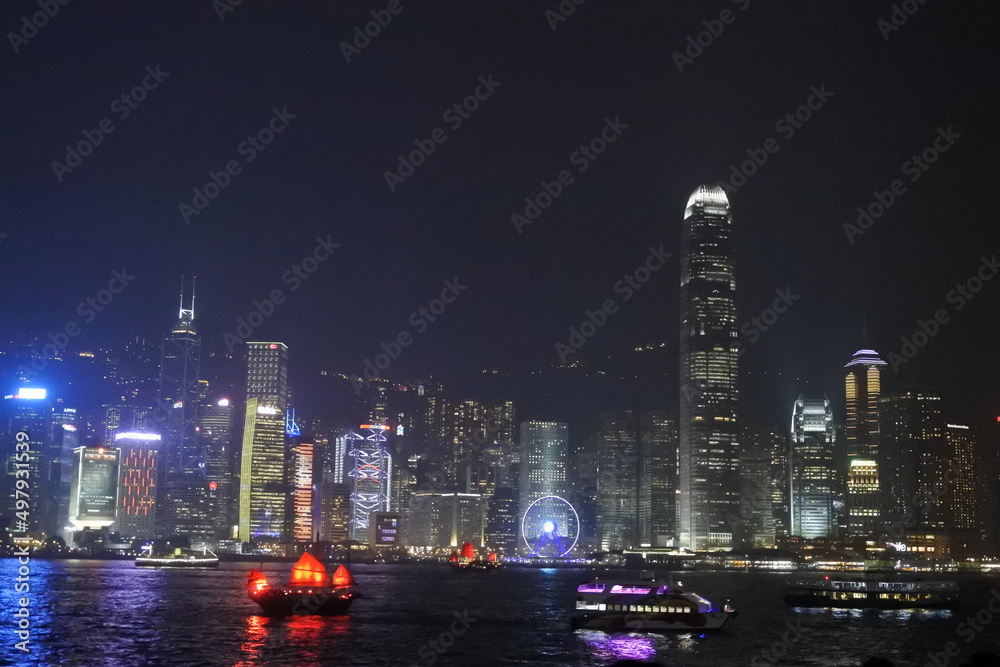 Fototapeta premium 香港 ビクトリアハーバー 夜景
