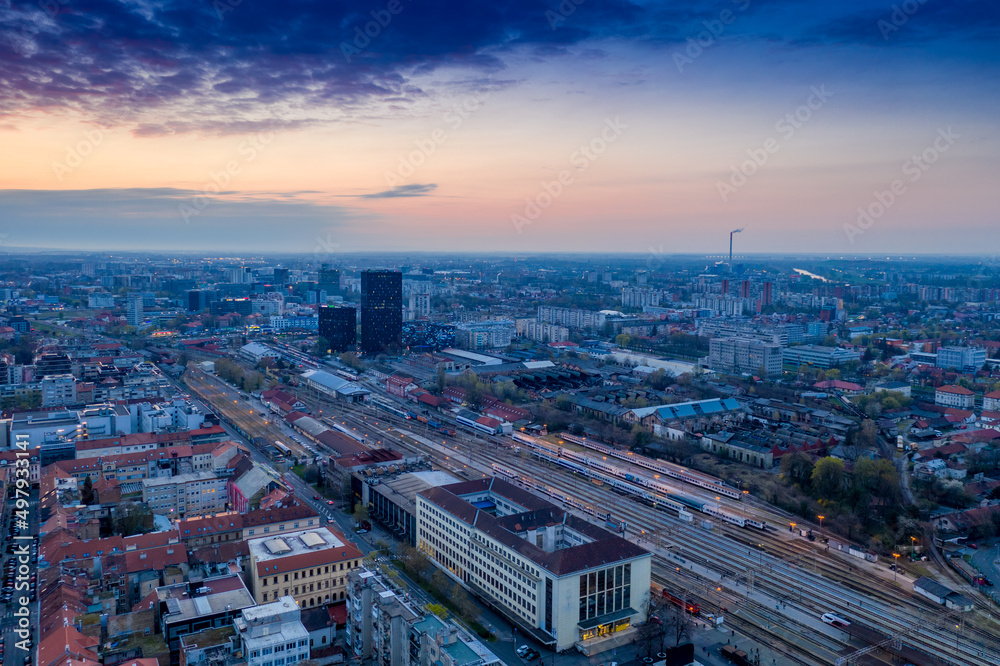 Fototapeta premium Spring morning in Zagreb, from air