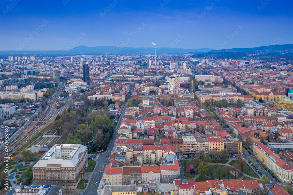 Spring morning in Zagreb, from air