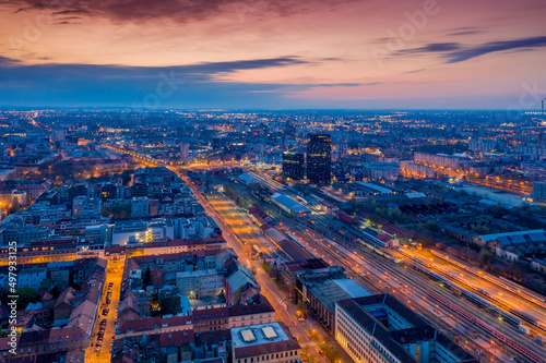 Spring morning in Zagreb, from air