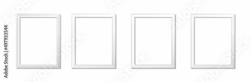 3d realistic vector icon set. White frames isolated on white background.