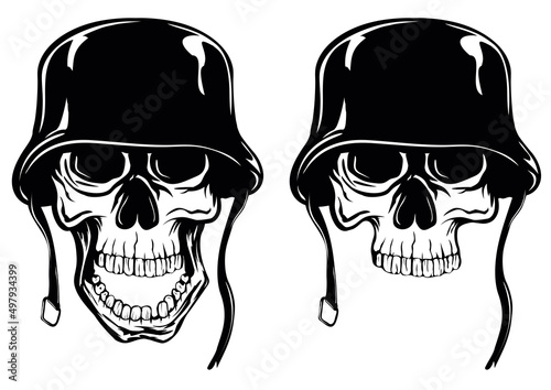 Abstract vector illustration two skull in helmet