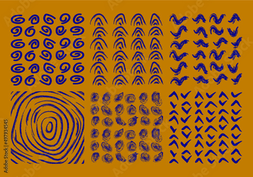 Juego de vectores trazos de pincel manchas de pintura patron trazos vectorial decorativo