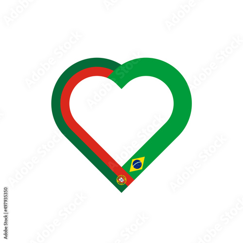 friendship concept. heart ribbon icon of portugal and brazil flags. vector illustration isolated on white background
