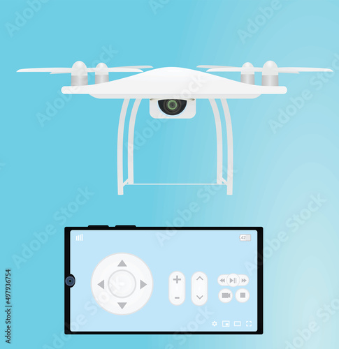 Tablou canvas Drone and controller. vector illustration
