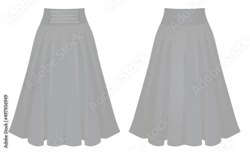 Grey pleated skirt. vector illustration