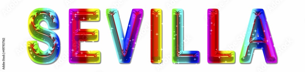 Colorful lettering of SEVILLA