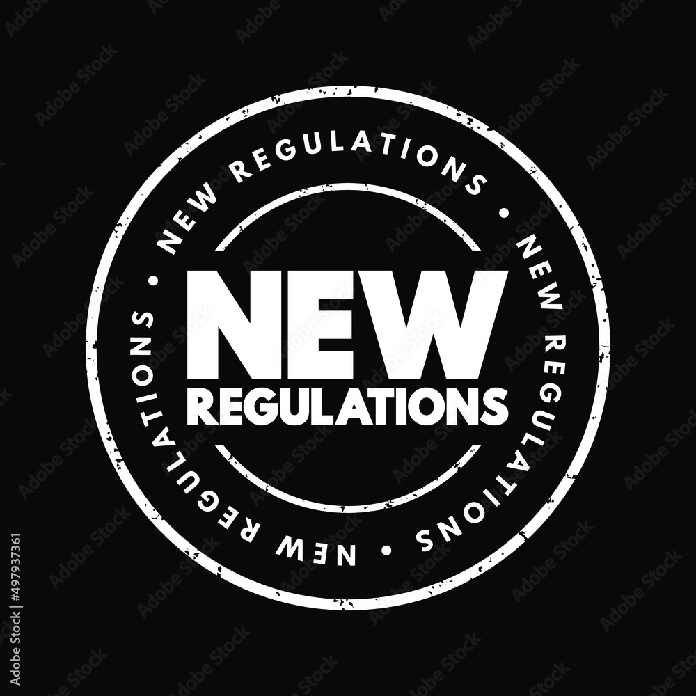 New Regulations text stamp, concept background