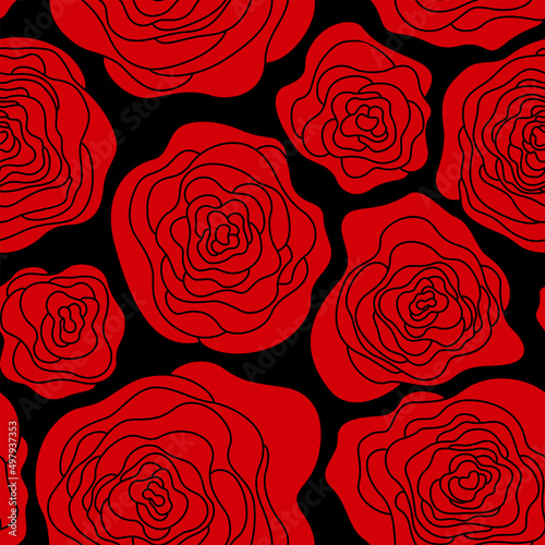 Seamless pattern with red roses