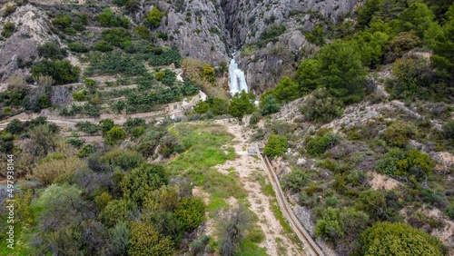 Cascada de cañón del tipo torrencial en Alicante, Estret de les Penyes o Estrecho de las Peñas photo