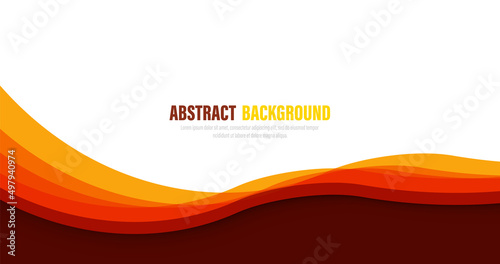 Abstract orange and brown tone wavy background. Business design layout template. Vector illustration