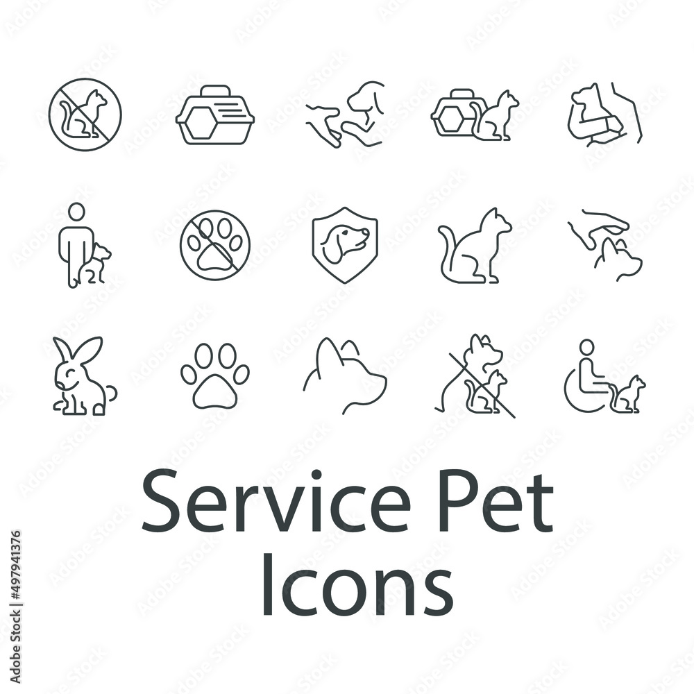 Service Pet icons set . Service Pet symbol vector elements for infographic web